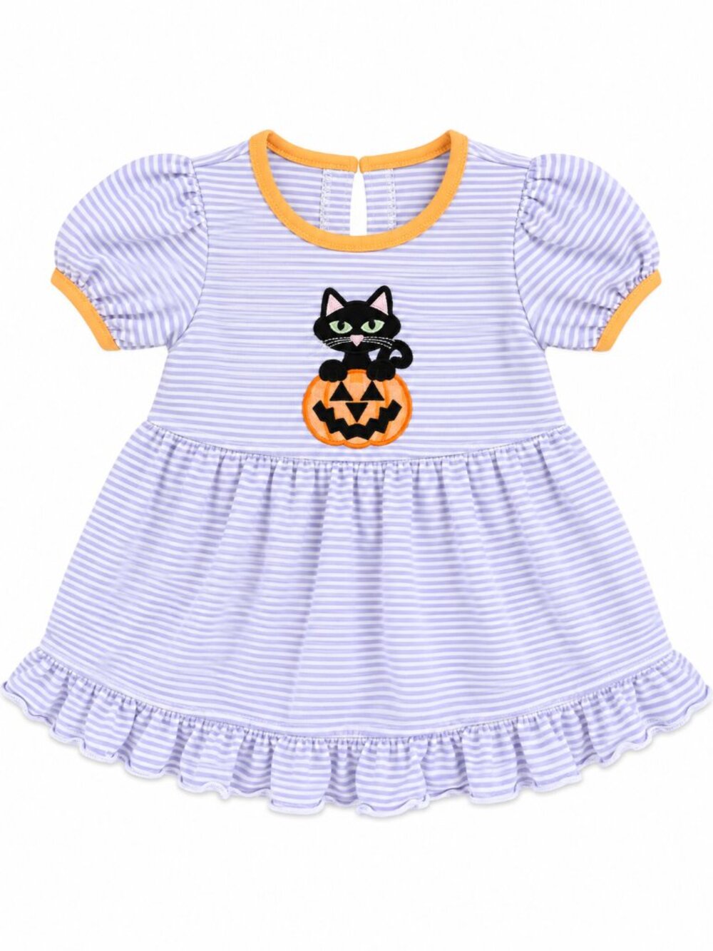 Stitchy Fish Black Cat Jack-O'-Lantern Halloween Dress — 2T